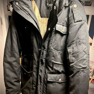 Black Military Field Jacket with Insulated Design